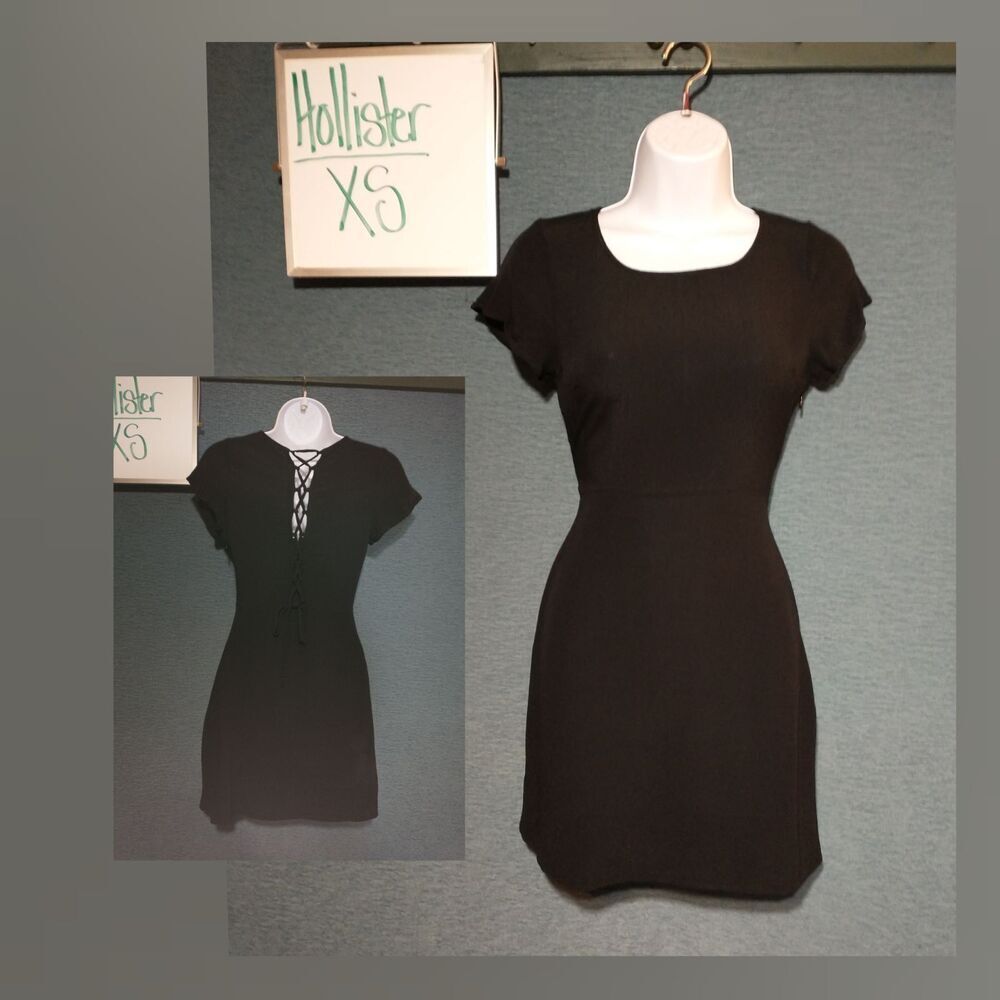 Hollister, lace-up back, black mini dress size xs